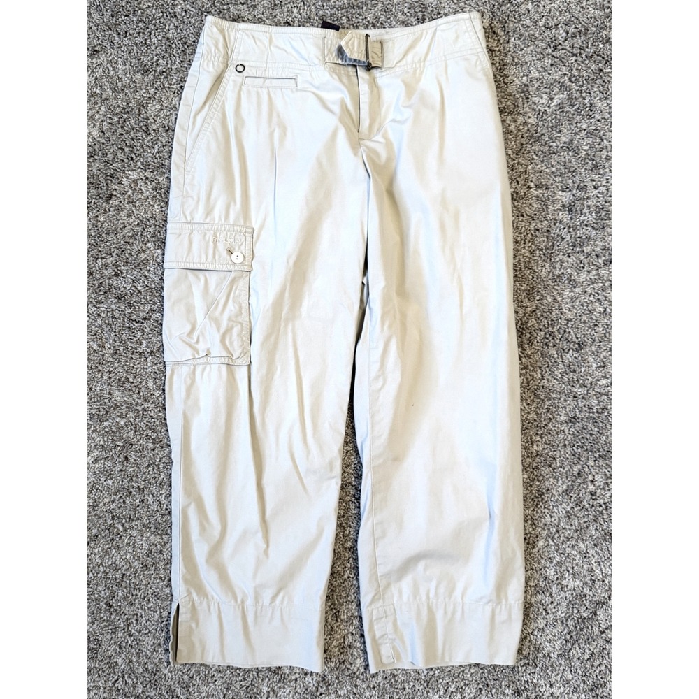Ralph Lauren Cargo Crop Pants womens Sz 2 Tan Khaki Fair Condition Utility Cinch - Picture 1 of 10